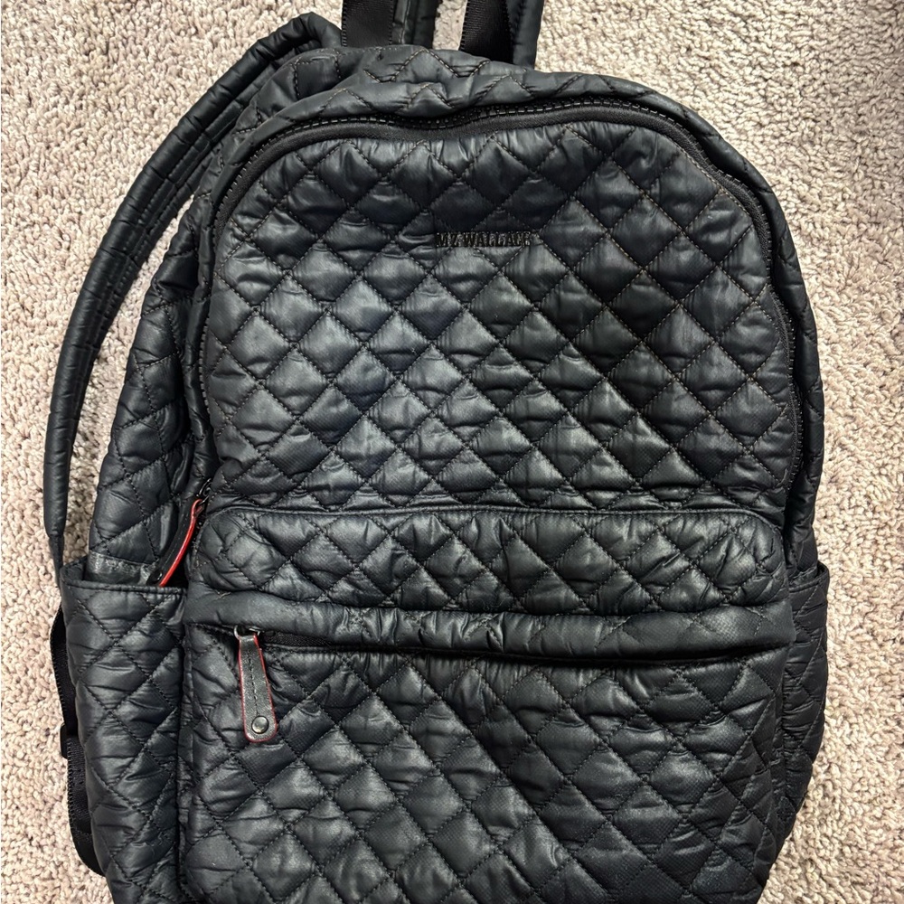 MZ Wallace Black Quilted Backpack with Modern Design